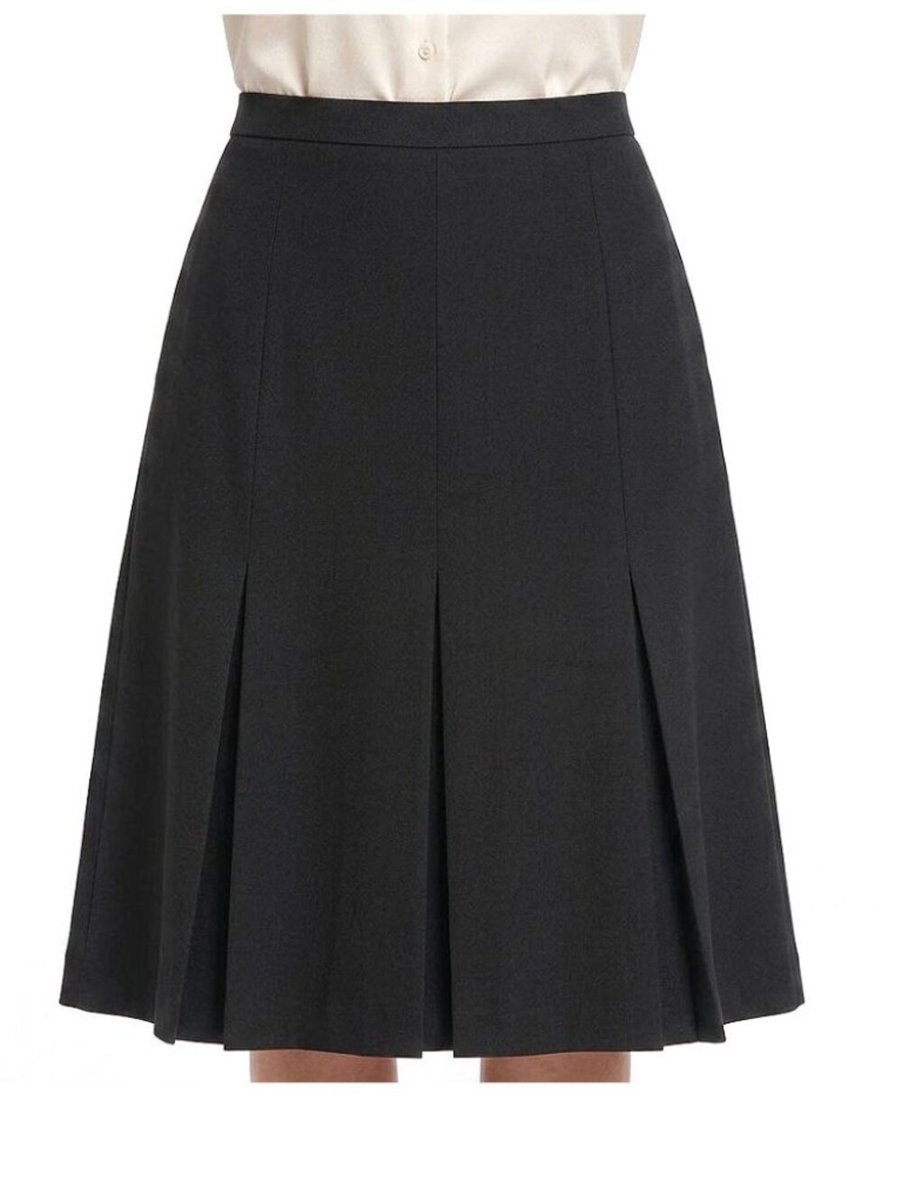 Classiques Entier Pleated A-Line Midi Skirt, Black Viscose Blend, Womens Size 14